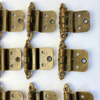 Lot 20 Vintage Self-Closing Cabinet Hinges Brass Finish Antique Original