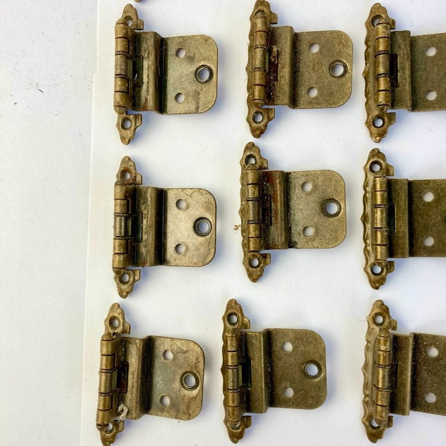 Lot 20 Vintage Self-Closing Cabinet Hinges Brass Finish Antique Original