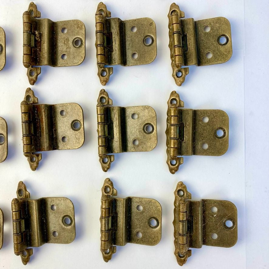 Lot 20 Vintage Self-Closing Cabinet Hinges Brass Finish Antique Original
