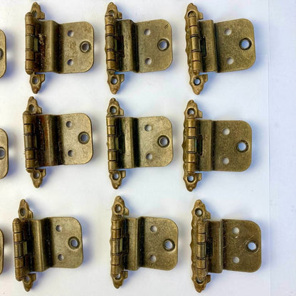 Lot 20 Vintage Self-Closing Cabinet Hinges Brass Finish Antique Original