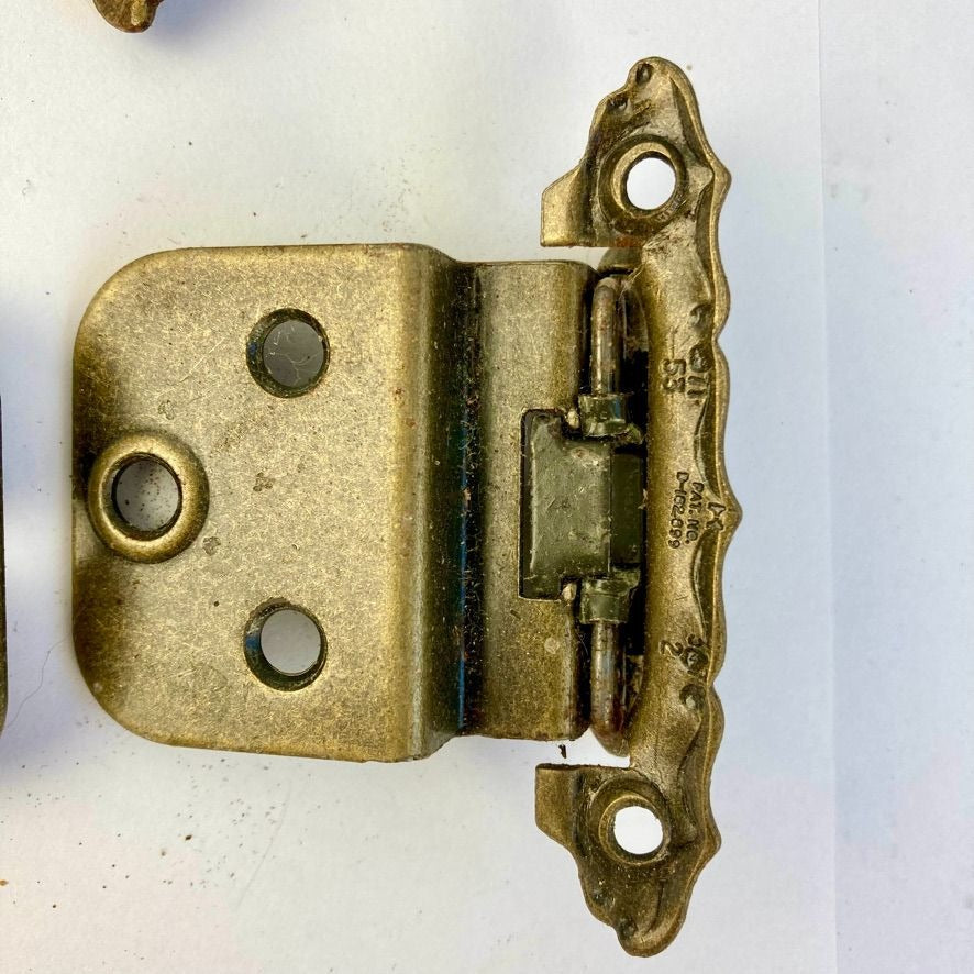 Lot 20 Vintage Self-Closing Cabinet Hinges Brass Finish Antique Original