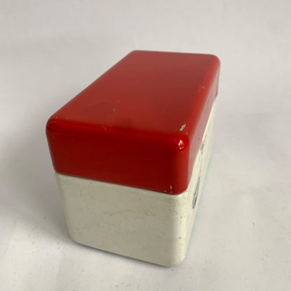 Vintage Red White Metal Recipe Box