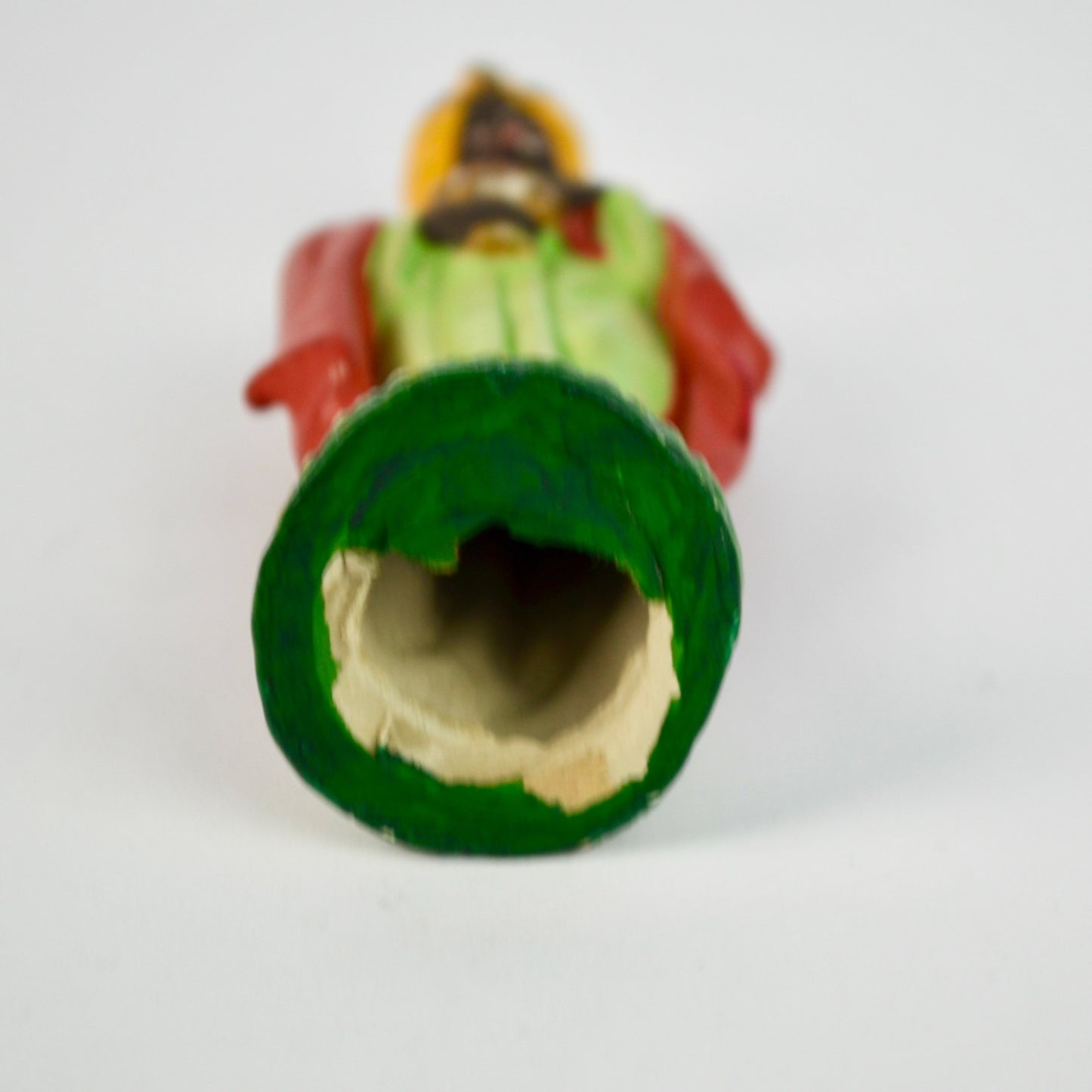 Vintage Hand-Painted Wise Man Figurine Nativity Scene 4" Tall Red & Green Robe