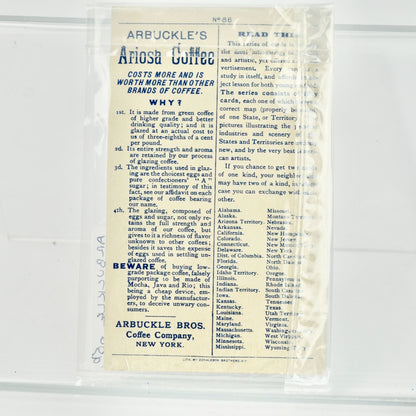 Arbuckle's Ariosa Coffee Victorian Trading Card Trade Utah