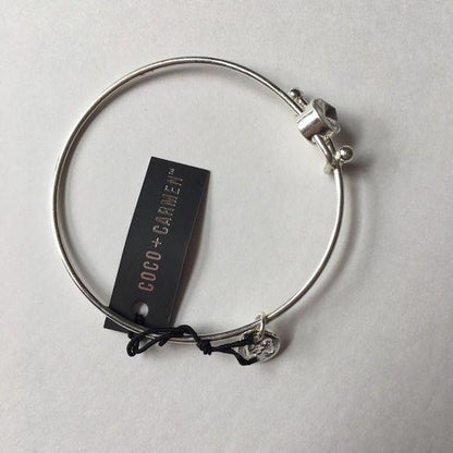 New Coco + Carmen Silver Adjustable Bracelet White