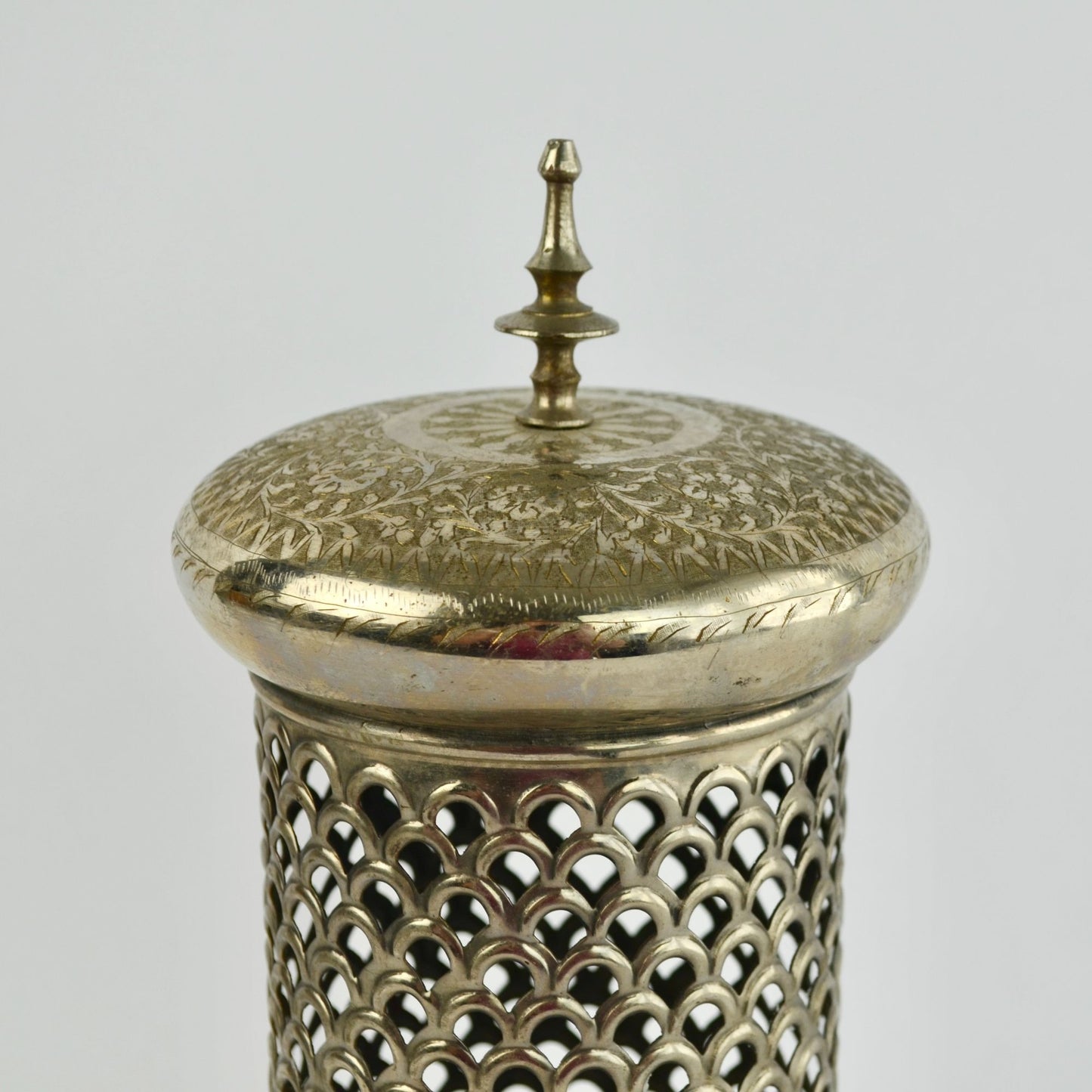 Silverplate Vintage Embossed Silver Candle Lantern MISSING BASE