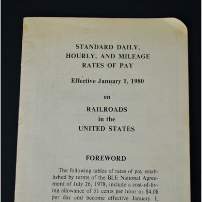 1980 Standard Daily Hourly Mileage Rates of Pay Railroads United States Vintage Booklet