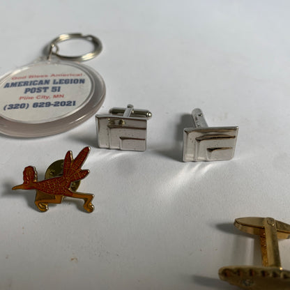 Vintage Men's Cufflinks Pin Tie Tacks Keychain Lot