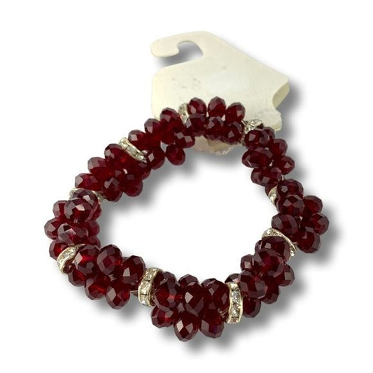 New Red Beaded Stretch Bracelet