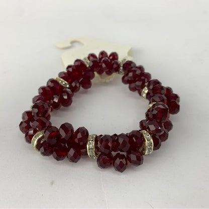New Red Beaded Stretch Bracelet