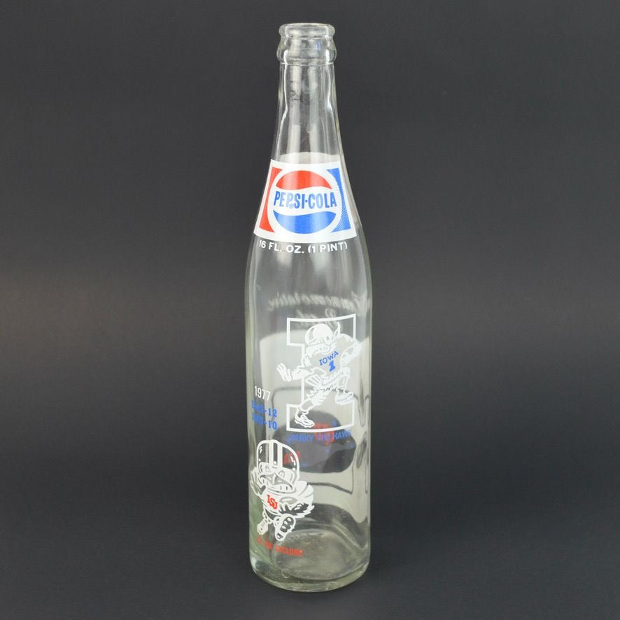 Vintage 1977 Pepsi-Cola Commemorative Bottle Iowa vs Iowa State Football 16 oz