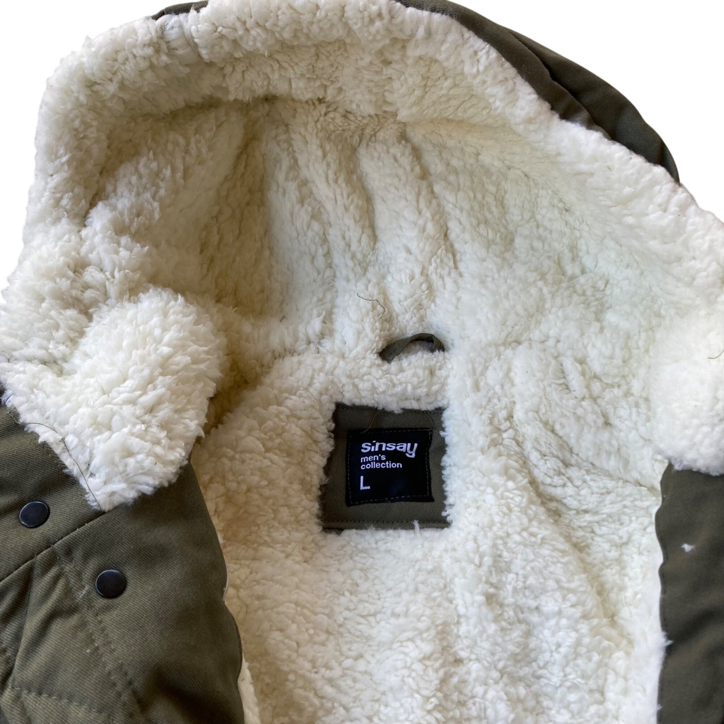 Sinsay Men's Collection Jacket Sherpa Lined Large Polish European Military Green