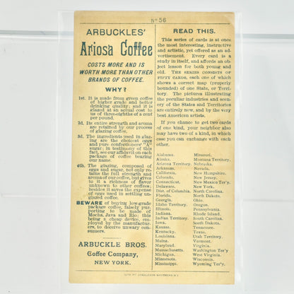 Arbuckles' Ariosa Coffee Victorian Trade Card Antique Maryland