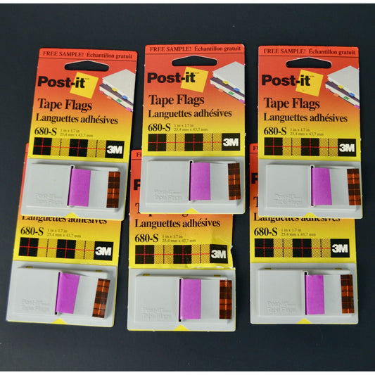 Post-It Tape Flags 680-S Plaid Vintage New NOS Sample Packs of 6