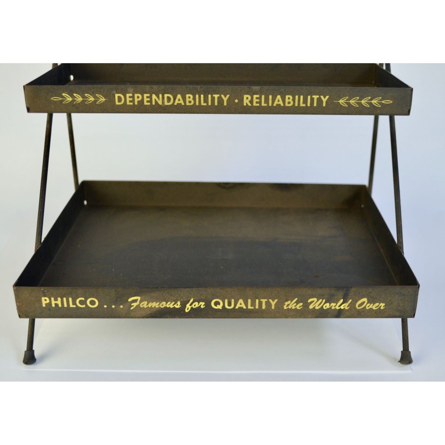 Vintage Philco Radio Tube Store Display Metal 2-Shelf Advertising