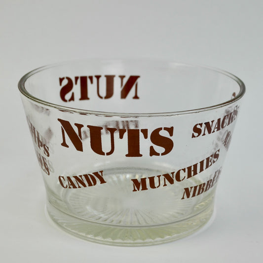 Vintage MCM Clear Glass Nuts Candy Munchies Snacks Bowl READ