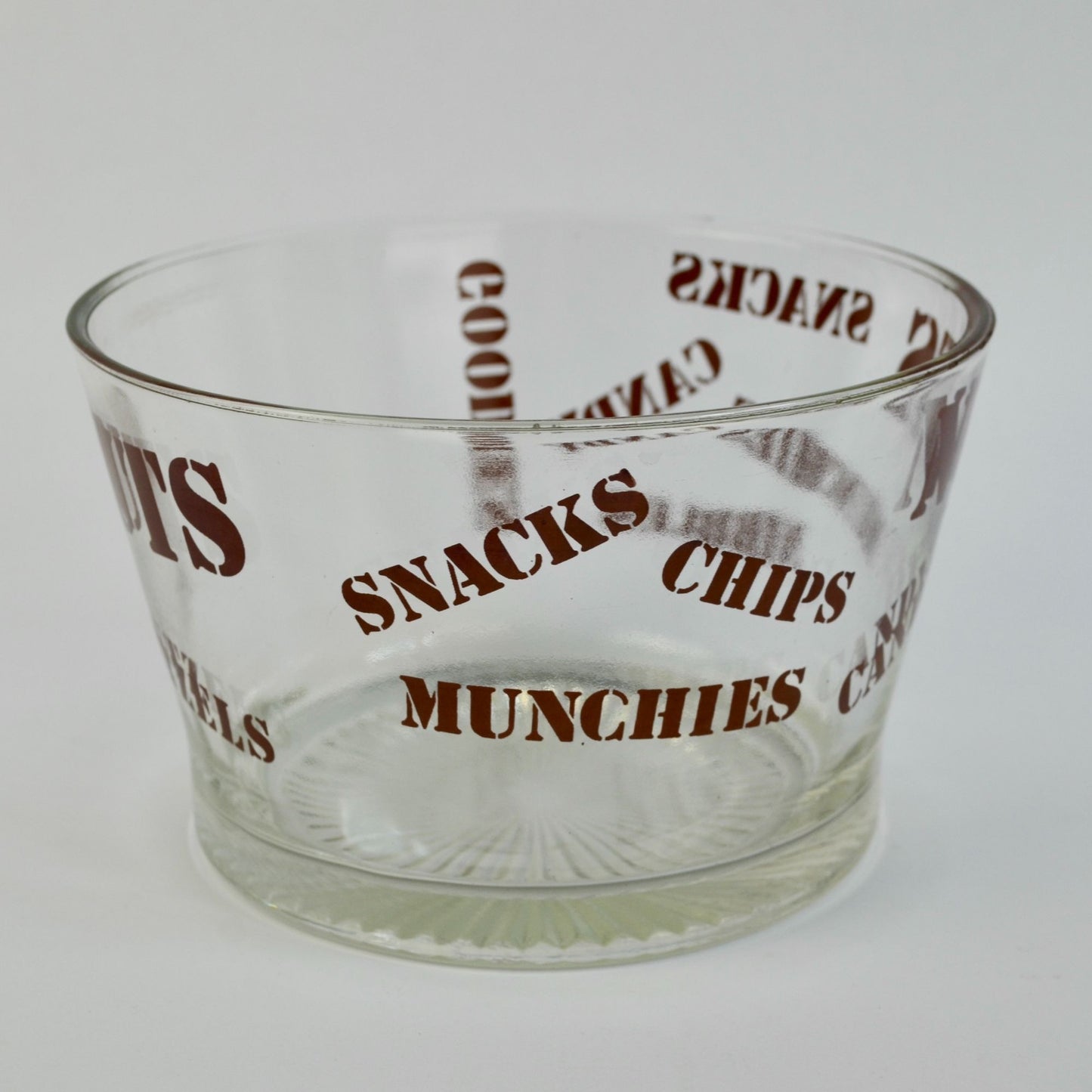 Vintage MCM Clear Glass Nuts Candy Munchies Snacks Bowl READ