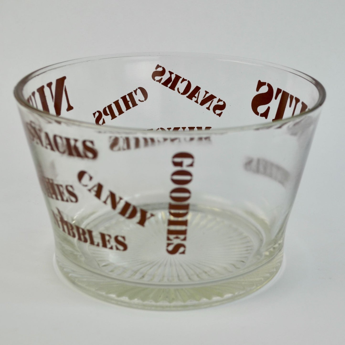 Vintage MCM Clear Glass Nuts Candy Munchies Snacks Bowl READ