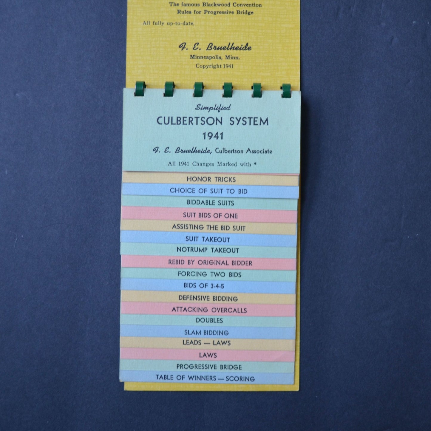Simplified Culbertson System for 1941 Booklet Vintage Bridge Rules