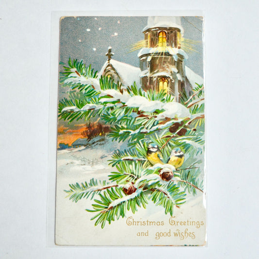1906 Christmas Greetings Embossed Postcard Antique