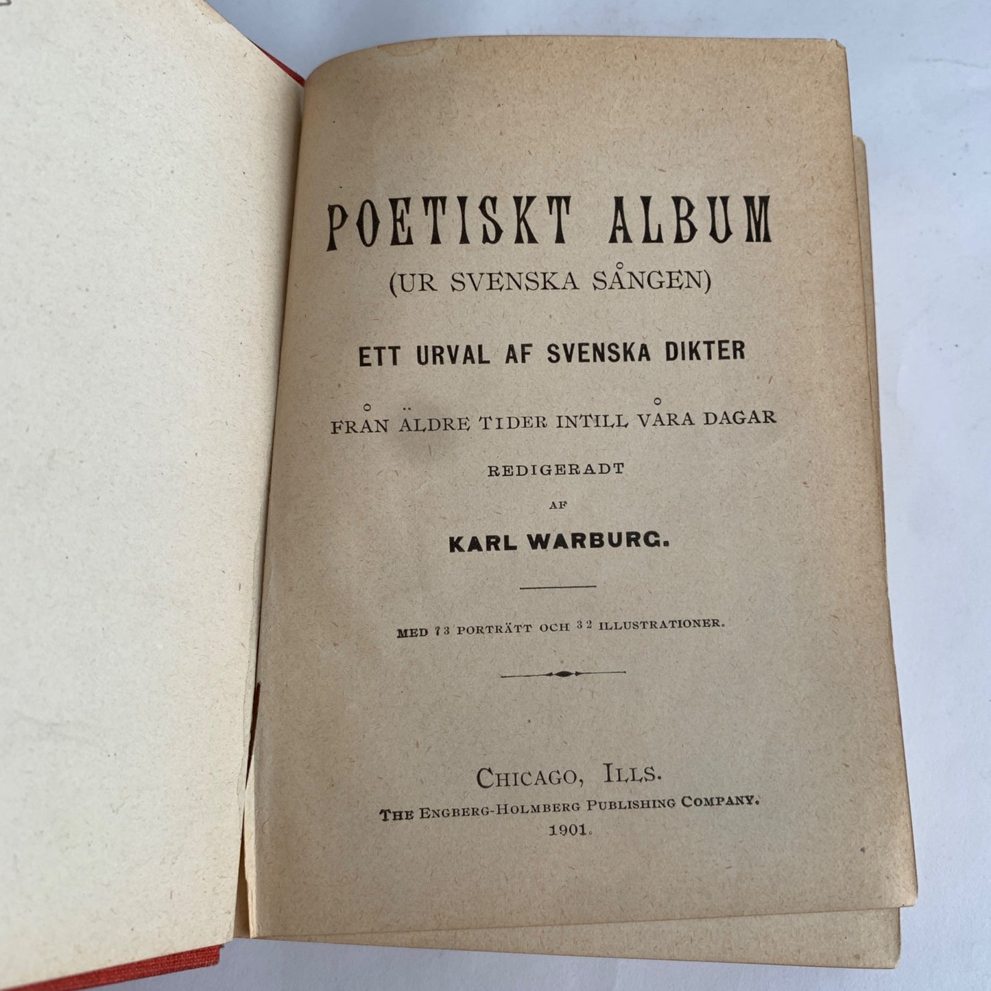 1901 Poetiskt Album Swedish Poem Book Antique Hardcover Karl Warburg