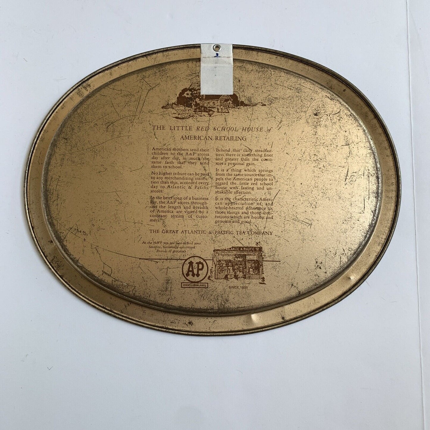 Vintage The Great Atlantic & Pacific Tea Co Metal Serving Tray, 14.5" x 11.5"
