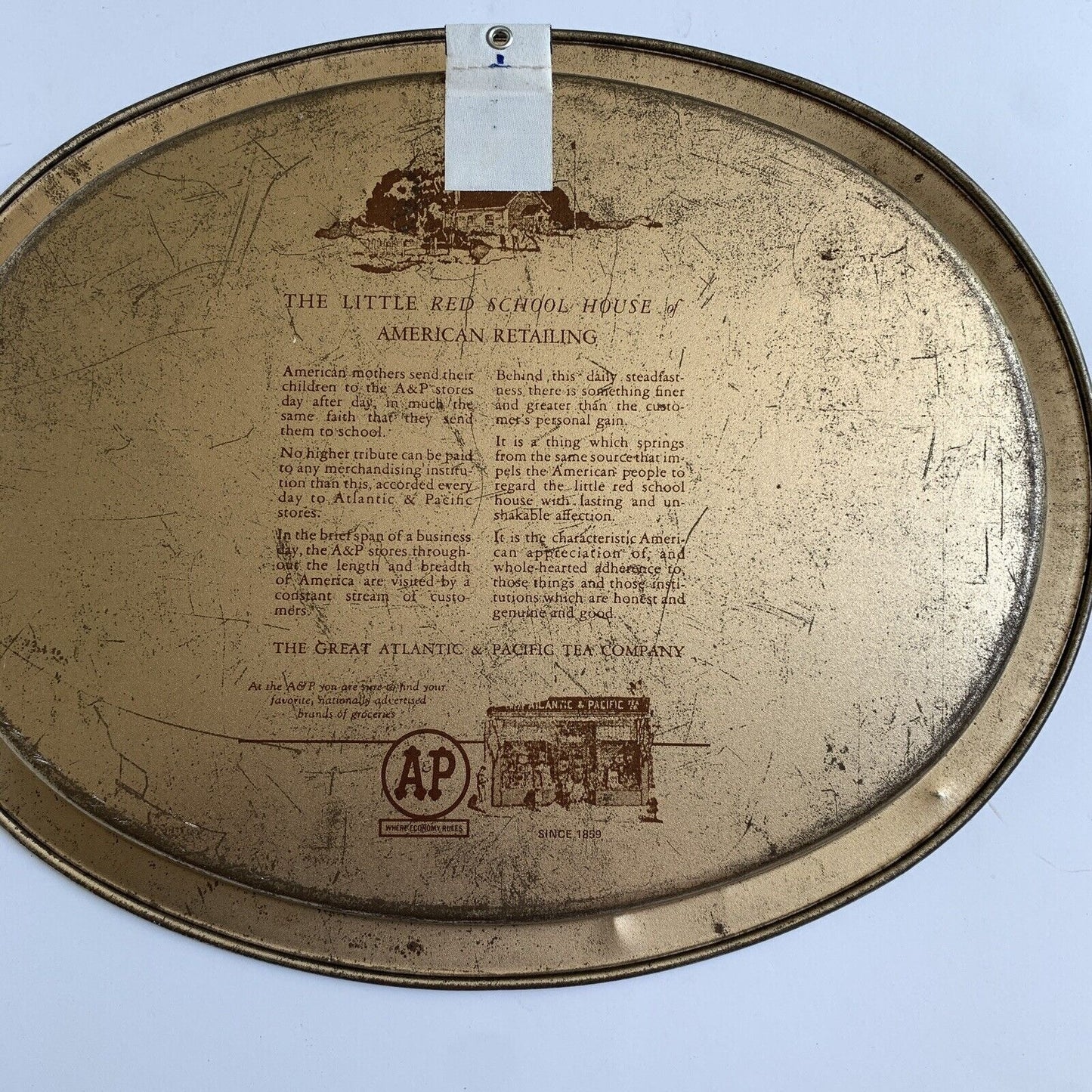 Vintage The Great Atlantic & Pacific Tea Co Metal Serving Tray, 14.5" x 11.5"
