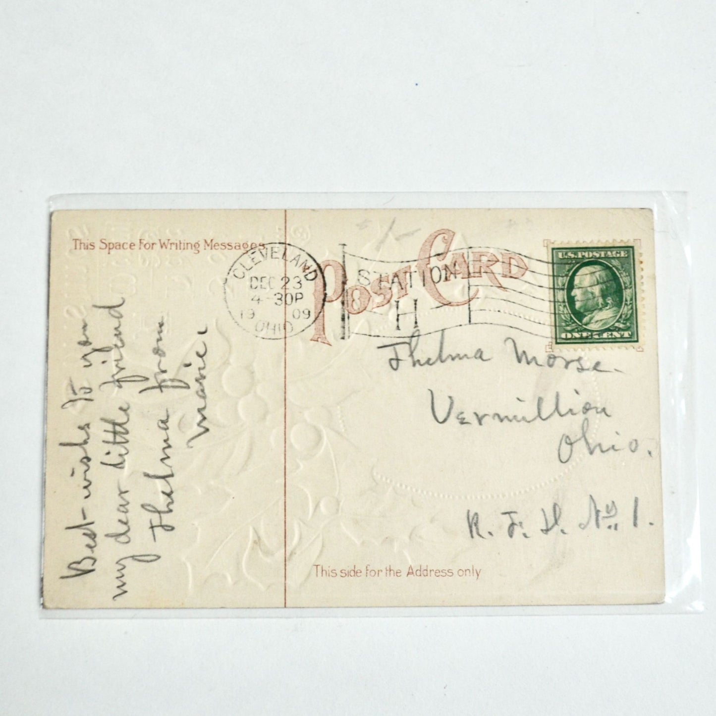 1909 Antique Christmas Postcard May You Have a Merry