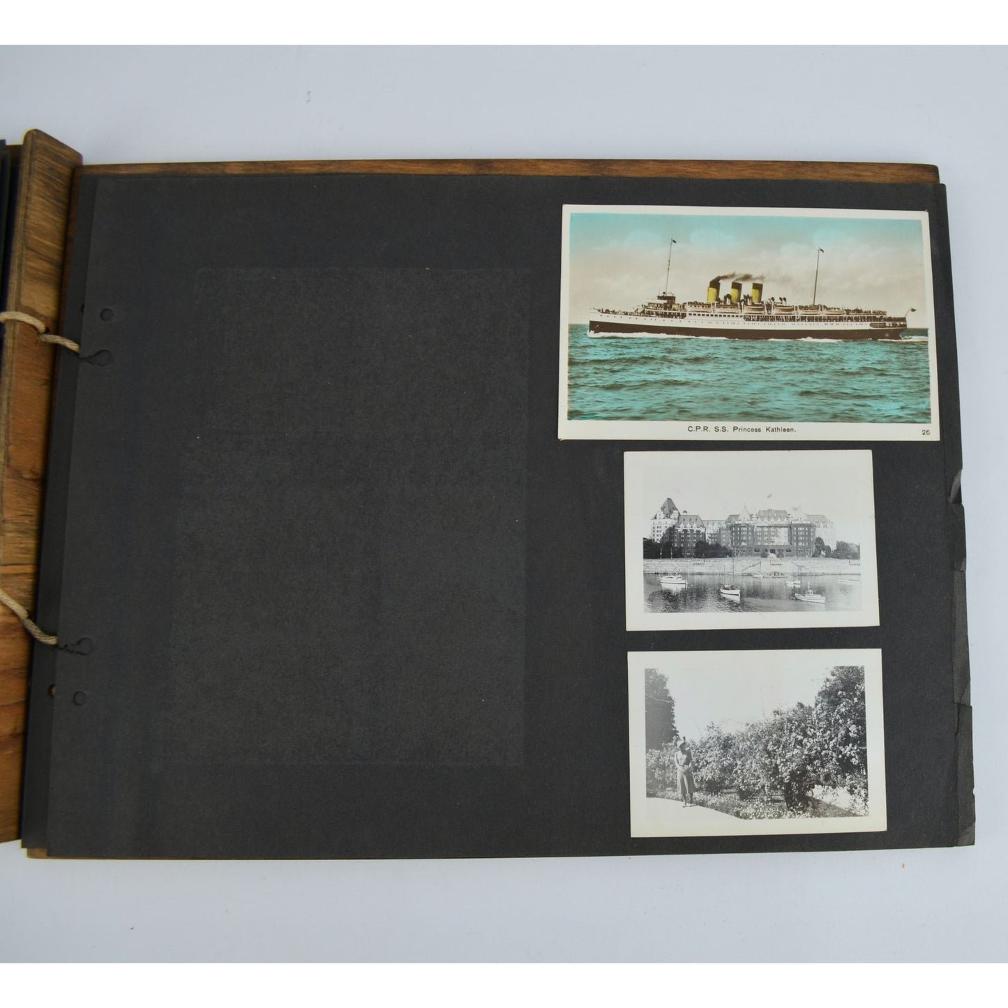 Vintage Wooden Photo Album Antique Travel 71 Photos