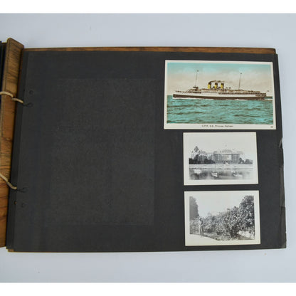 Vintage Wooden Photo Album Antique Travel 71 Photos