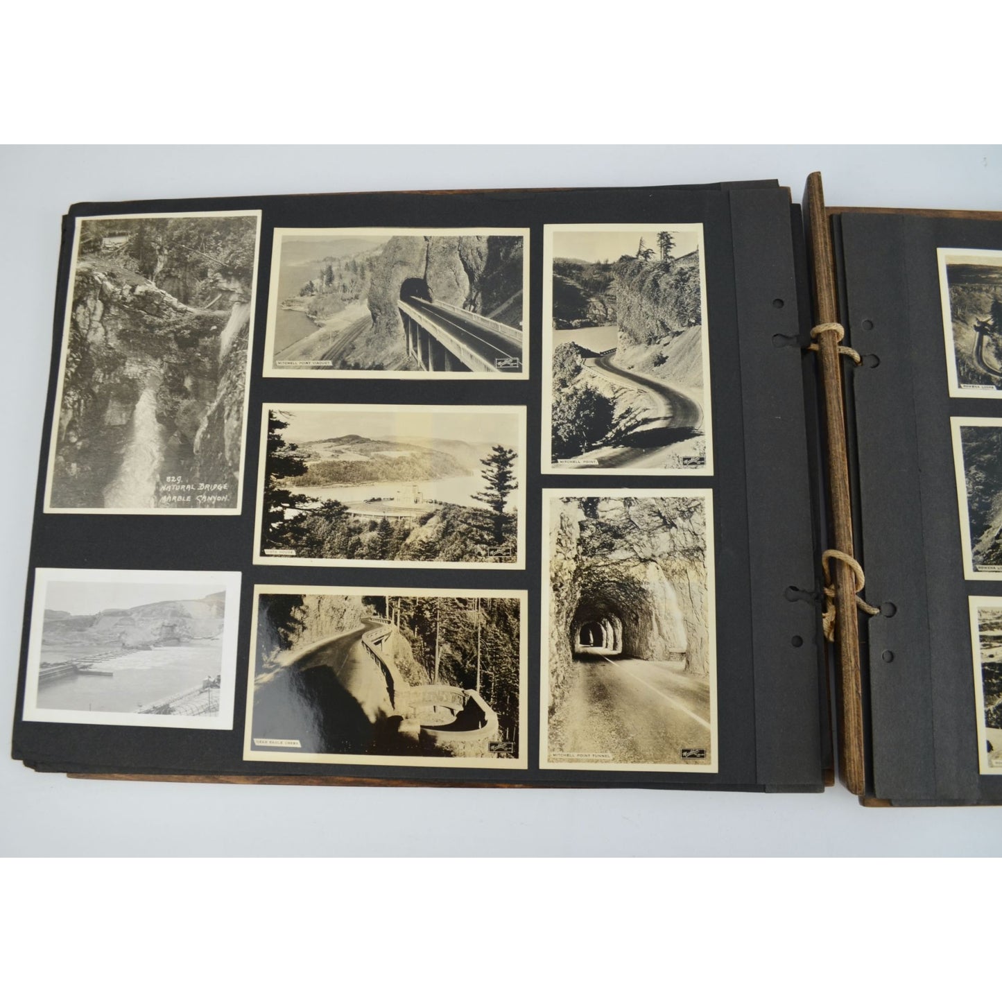 Vintage Wooden Photo Album Antique Travel 71 Photos