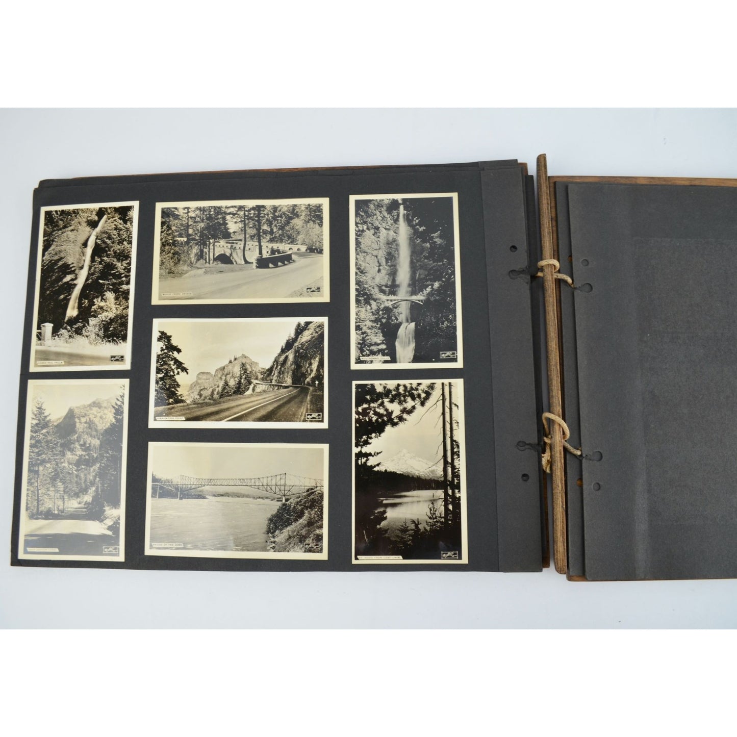 Vintage Wooden Photo Album Antique Travel 71 Photos