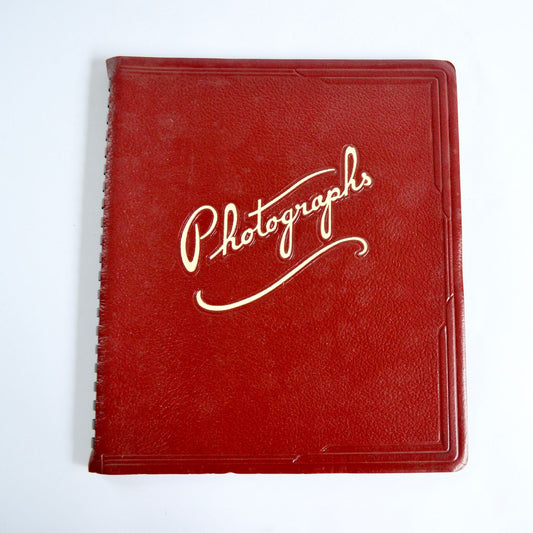 Vintage Amfile No. 960 Spiral Bound Photographs Album Red Faux Leather NOS