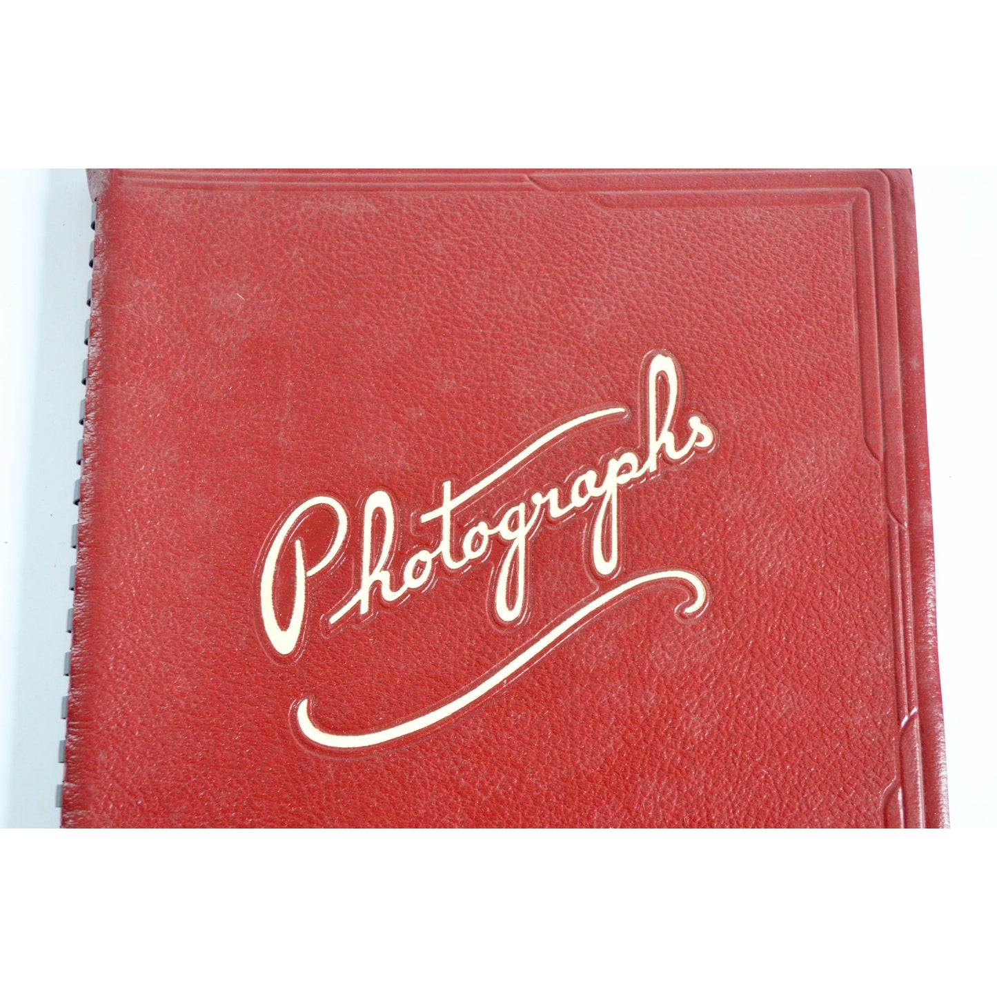 Vintage Amfile No. 960 Spiral Bound Photographs Album Red Faux Leather NOS