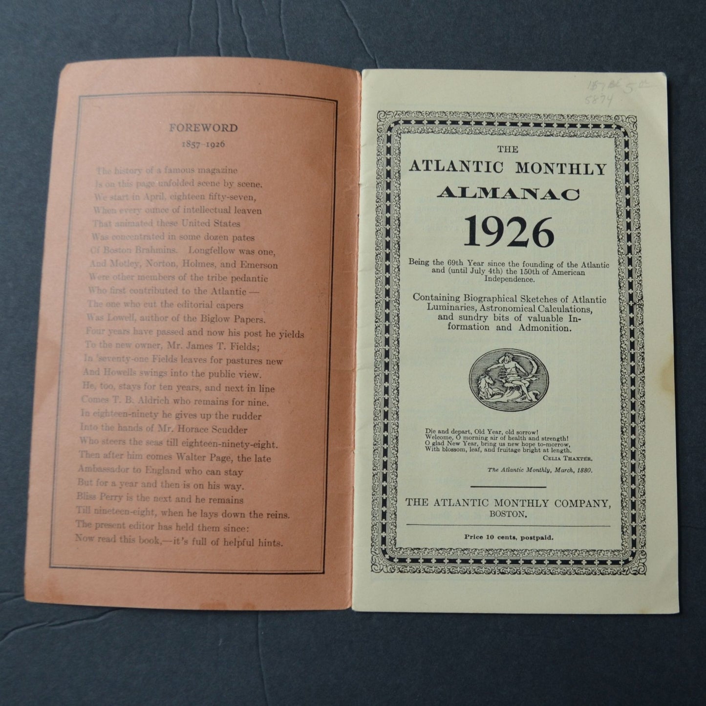 The Atlantic Monthly Almanac 1926 Antique Boston Monthly Company