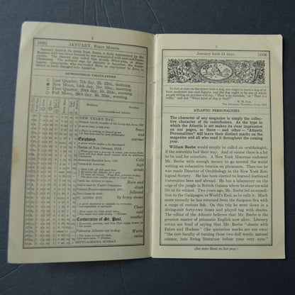 The Atlantic Monthly Almanac 1926 Antique Boston Monthly Company