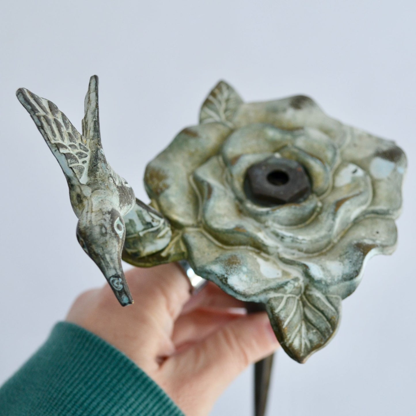 Vintage Brass Hummingbird Sprinkler with Yard Stake