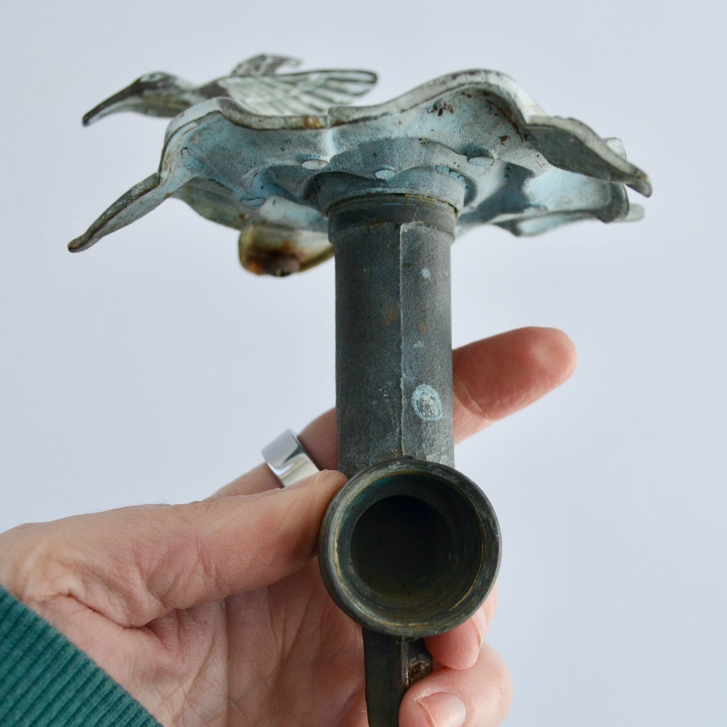 Vintage Brass Hummingbird Sprinkler with Yard Stake