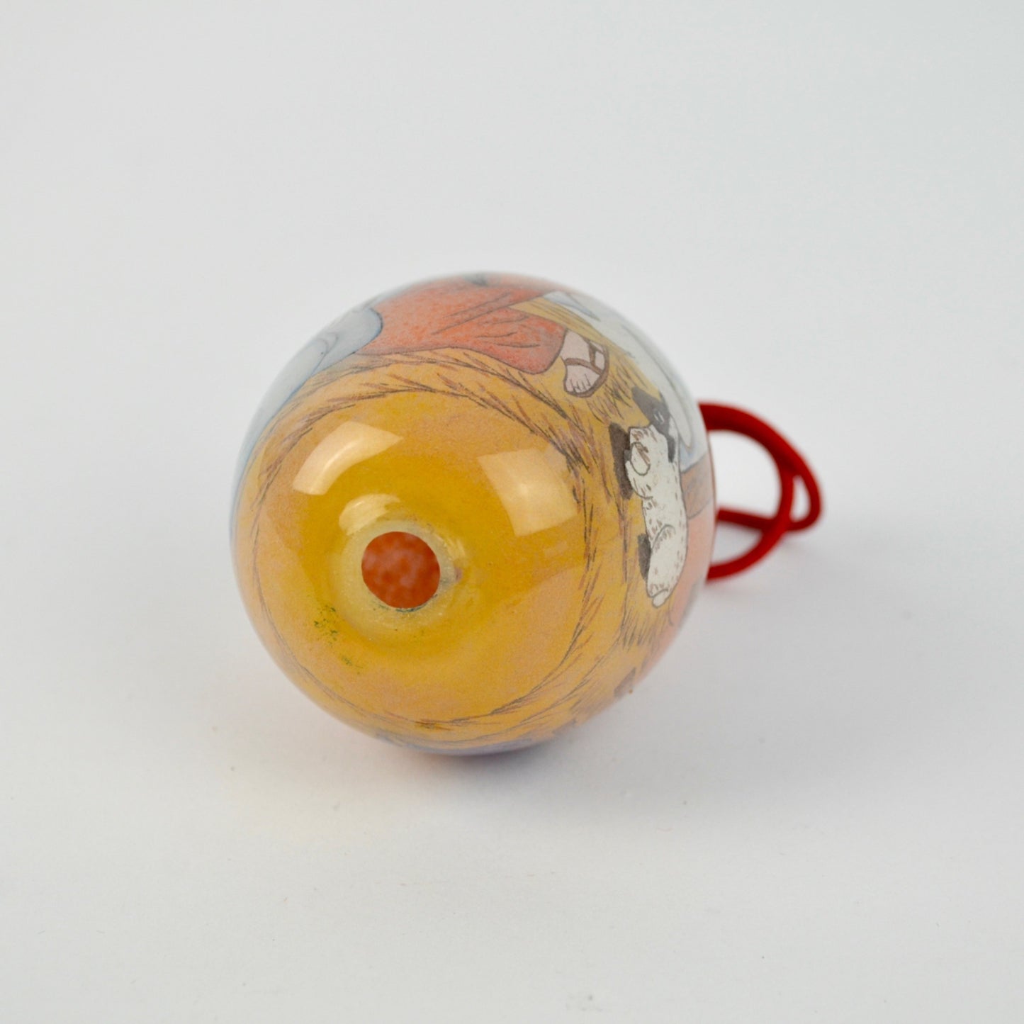Reverse Painted Glass Christmas Ornament Egg Nativity Scene Mary Joseph Jesus