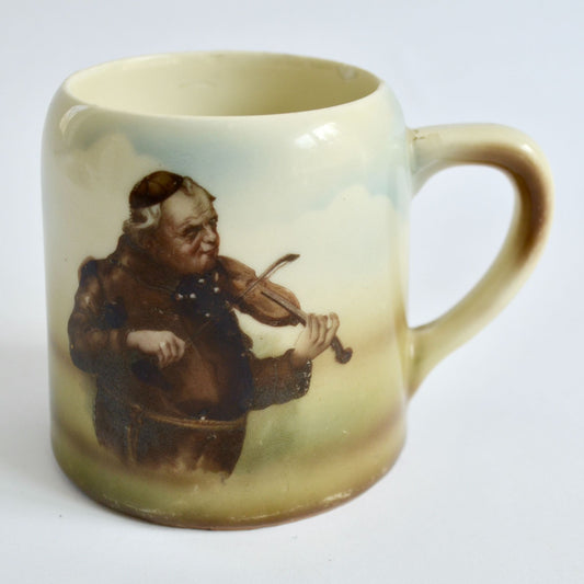 Vintage German Monk Playing Violin Shaving Mug Ceramic Chipped Germany