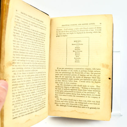 1887 Practical Cooking and Dinner Giving Mrs. Mary F Henderson Antique Book