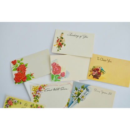 Lot of 9 Vintage Mini Bouquet Cards Plus 6 Envelopes