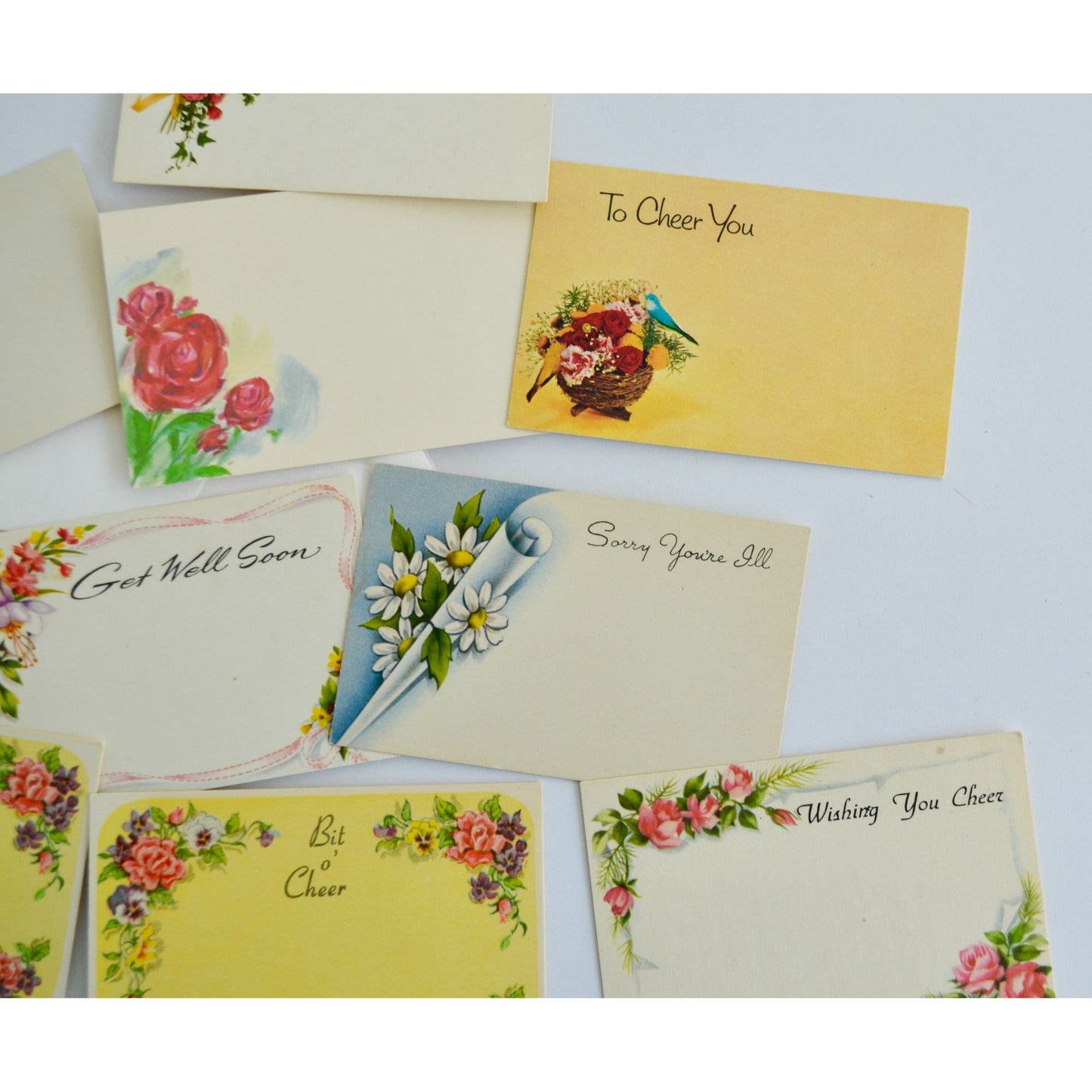 Lot of 9 Vintage Mini Bouquet Cards Plus 6 Envelopes