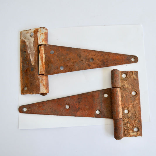 Lot 2 Vintage Barn Door Hinges 10" Rusty Salvage Hardware Primitive Antique