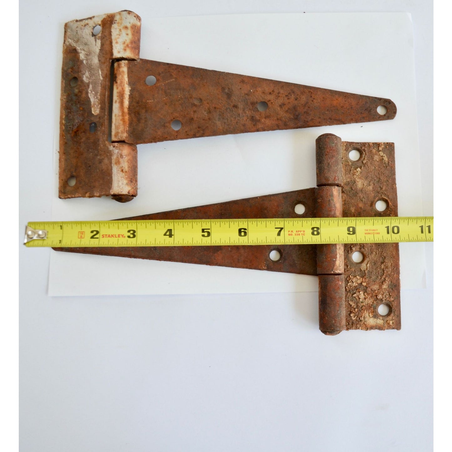 Lot 2 Vintage Barn Door Hinges 10" Rusty Salvage Hardware Primitive Antique