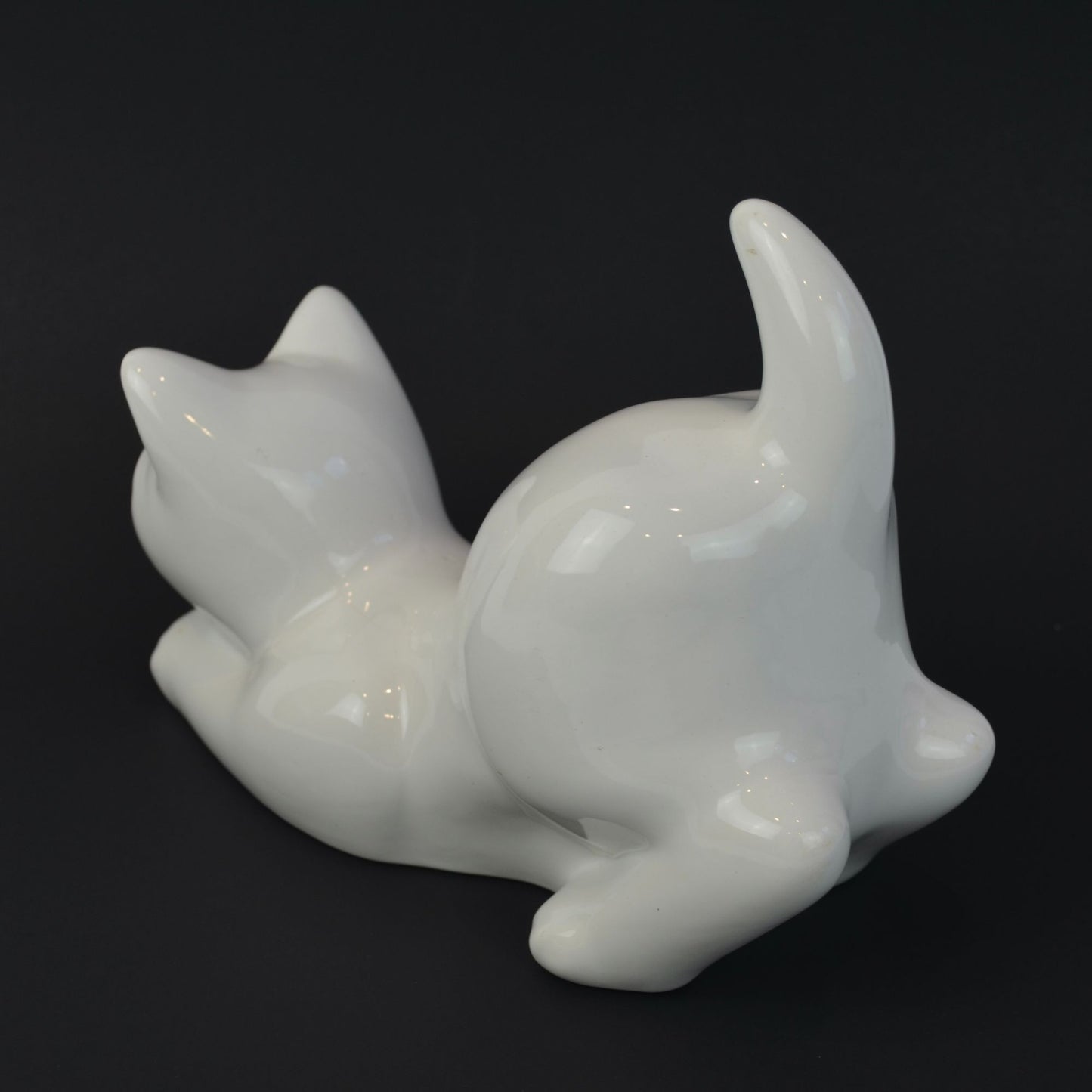 ELPA Portugal White Cat Ceramic Vintage Green Glass Eyes 9.5"
