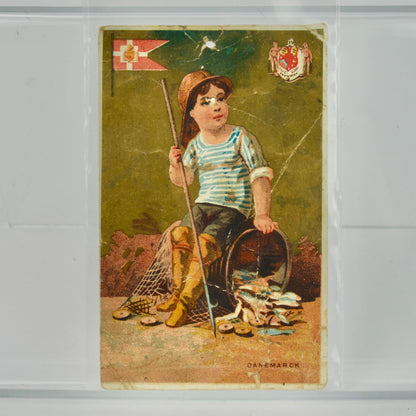 Antique Victorian Trade Trading Card Boy Fishing Danemarck