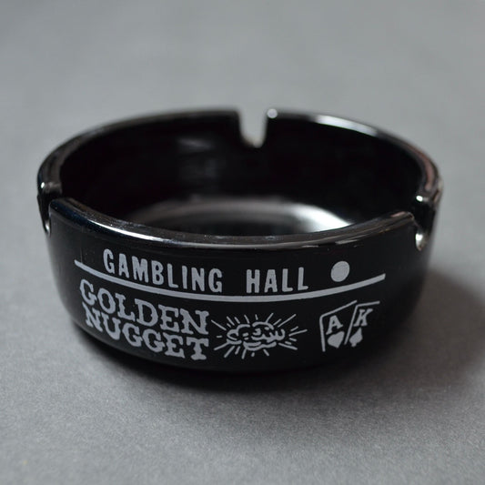 Golden Nugget Las Vegas Casino Black Glass Ashtray Vintage