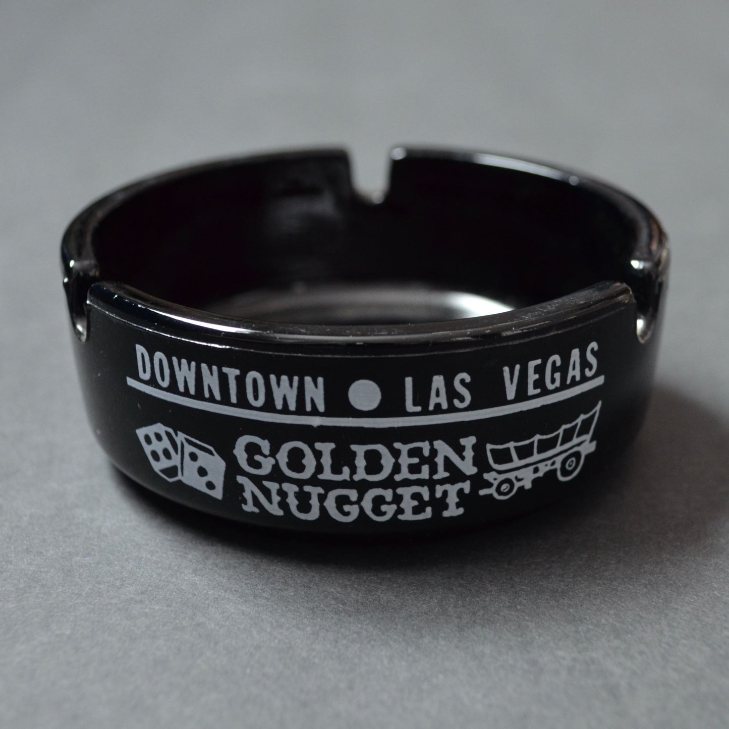Golden Nugget Las Vegas Casino Black Glass Ashtray Vintage