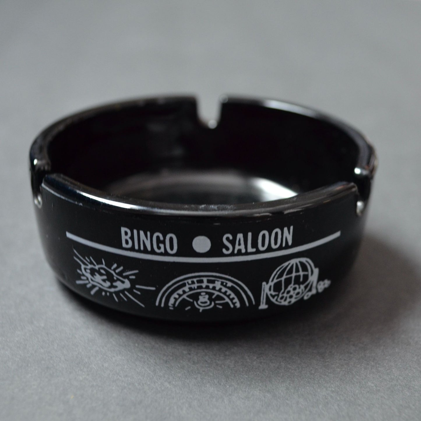 Golden Nugget Las Vegas Casino Black Glass Ashtray Vintage